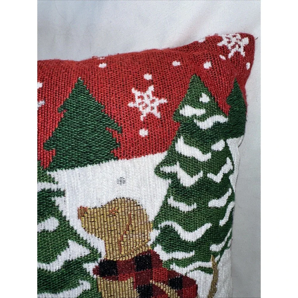 Christmas Holiday 2 Labrador Retrievers Needlepoint Pillow Woven Back16x12